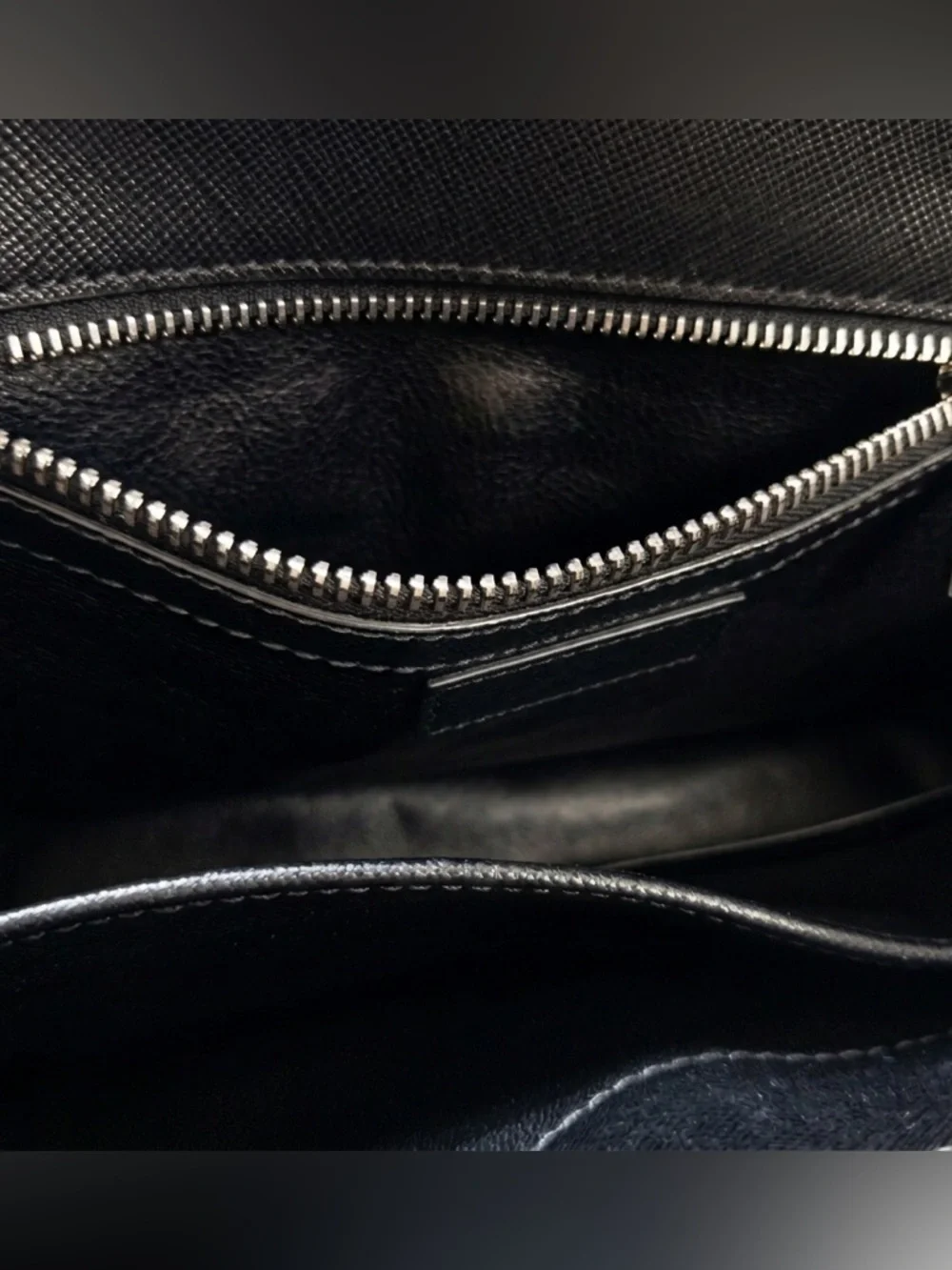 Prada Saffiano Leather Studded Clutch Wristlet Black Silver Hardware Y2K - Picture 9 of 11